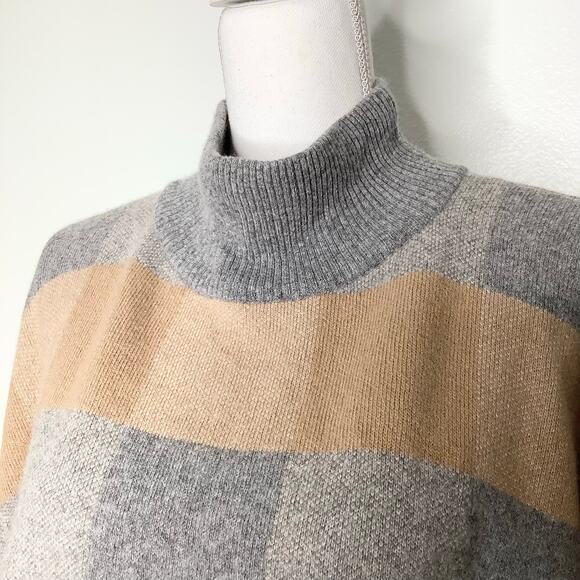 Note di Anita Tan Gray Checkered Dolman Sleeve Mock Neck Sweater One Size - Picture 2 of 7